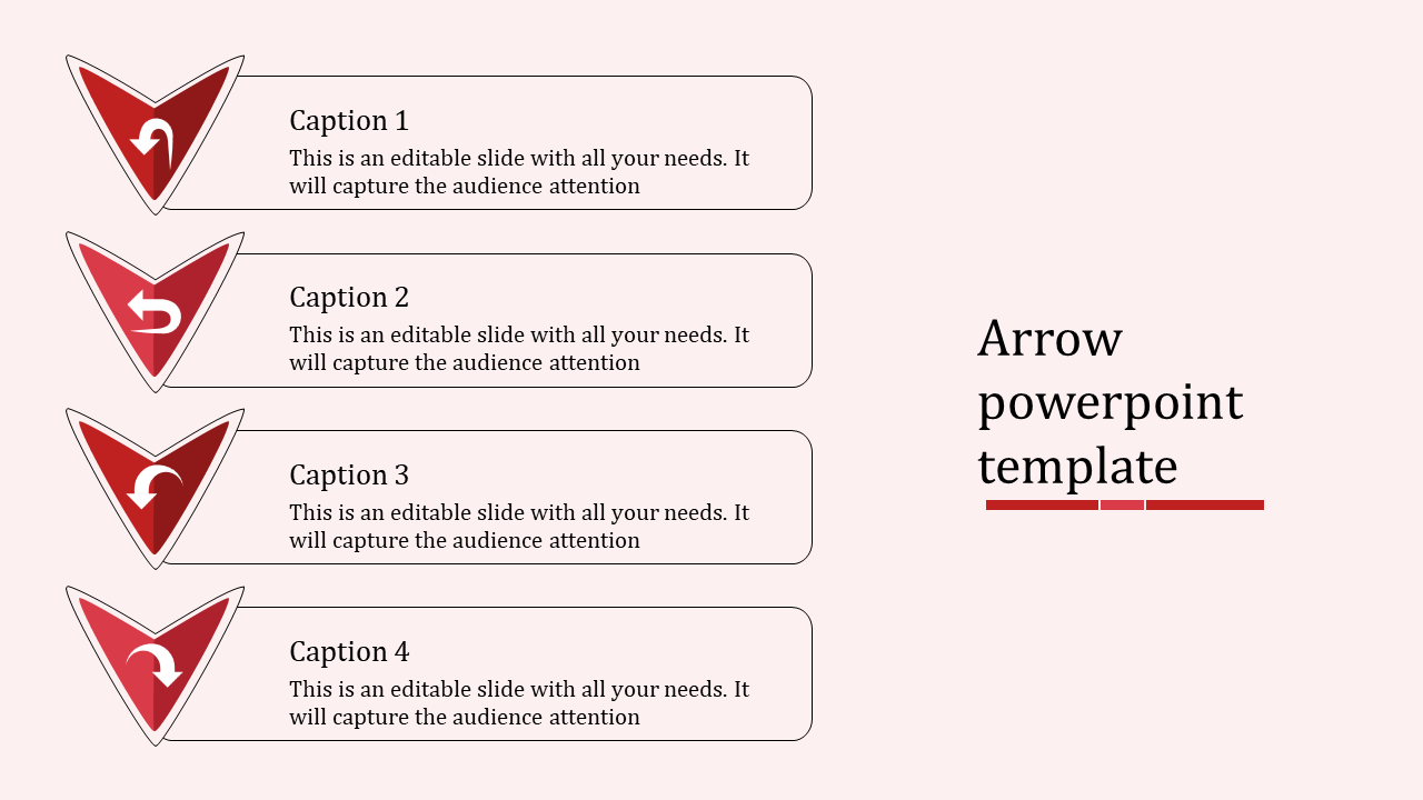 4 Arrow PowerPoint Template With Red Color Arrow Slide
